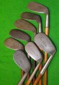 8x select niblick irons - makers incl Winton^ Gibson^ Harrower^ et al - all fitted with full