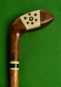 Fine unnamed Sunday golf walking stick fitted with a socket wood head handle -c/w decorative ivorine