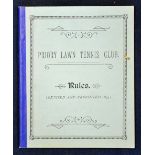 Scarce 1894'Priory Lawn Tennis Club' rules handbook - revised and reprinted comprising 8 pages