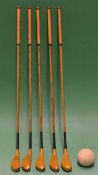 A fine set of 5 miniature long nose play clubs made by Tom Gamble club maker for "Slazenger's" -