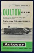 1963 Oulton Park signed motor racing programme with four signatures of the greatest drivers Jim