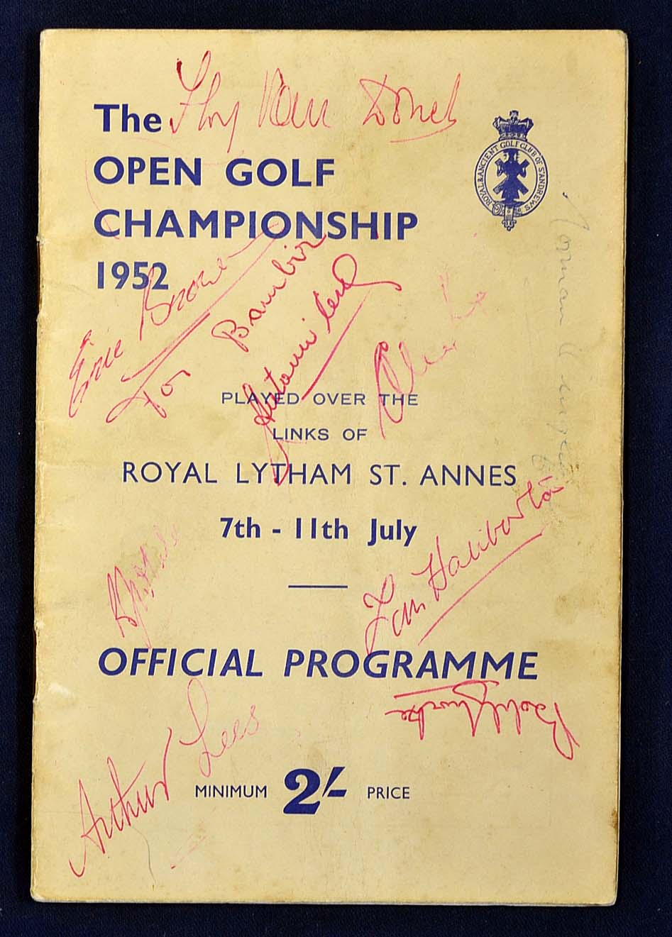 Rare 1952 Open Golf Championship signed programme - signed by the winner Bobby Locke and others to