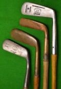 4x various putters to include and named bronzed gem style putter^ J and W Craigie Montrose very bent