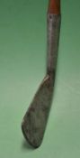 R White St Andrews general iron c1890 - curved face with 4.5" hosel^ heavy nicking and fitted with a