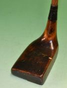 Original Jean Gassiat persimmon large headed putter - fitted with half brass sole plate and pistol