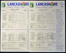 1994 Lancashire v Somerset championship cricket score cards signed by Crawley and Akram^