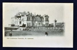 Tom Morris St Andrews golfing postcard - titled "Golf Clubhouse Fountain^ St Andrews" featuring