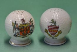 2 bramble golf ball ceramic souvenir crested ware peppers - to include one stamped Grafton China