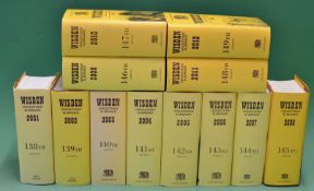 Wisden Cricketers' Almanacks 2001-2012 all in original hardbacks with DJs except 2003 softback^  (