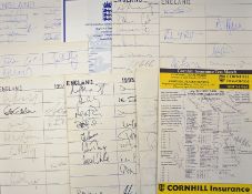 Selection of 1993-2000 England international cricket signed teams sheets and scorecards with