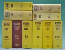 Wisden Cricketers' Almanacks 1981-1990  with 81^ (82^no DJ)^83^ 87 & 90 HB with DJs and in A/G