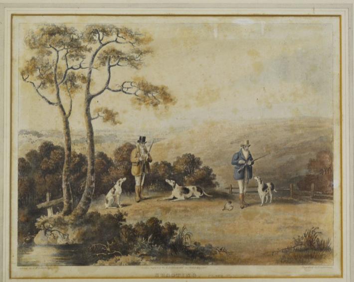 Early 19th c Shooting scene engravings - set of 4 coloured plates from the originals by D - Image 2 of 3