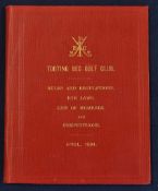 1904 Tooting Bec Golf Club - in the original red and gilt cloth boards to include Rules and