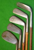 Half set of 5x golf clubs to incl Nicoll no. 3 iron^ Jigger^ Curtis Bournemouth Mashie and Shoor-