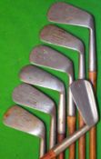 7x select mashie irons makers incl Anderson Arrow stamped flanged sole^ 2x Jas Gourlay^ Gibson^