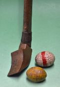 Dutch Chloe iron club c19th  fitted with the original thickened wrap around grip c/w 2x oval