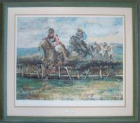 Horse racing - Claire Eva Burton Print'Over the Sticks' - full colour print limited edition 107/