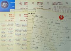 Collection of 1991 onwards Kent CCC signed team sheets including players such as Marsh^ Ealham^