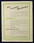 1920s German Tennis advertising flyer from George Schwarz^ Stuttgart^ detailing various "Omega"