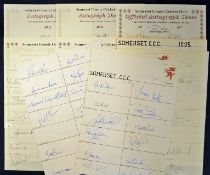 Selection of 1994 onwards Somerset CCC signed team sheets and cards featuring Hayhrst^ Bishop^