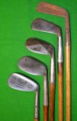 5x assorted irons including 3x large head niblicks^ a Maxwell model^ a diamond back model^ and a