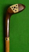 Fine and early Sunday golf walking stick stamped with the initials SK to dark stained beech wood