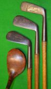 Fine matching set of juvenile clubs including A Hunter light stained persimmon driver^ and 3x C.M.