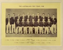 1938 The Australian Cricket Test Team print published by the News Chronicle and The Star^ mf&g 45