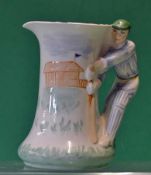 Modern Burleigh ware cricketers water jug - the handle modelled in the form of a cricket batsman^