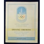 1948 London XIVth Olympiad Opening Ceremony programme at Wembley stadium dated 29th July