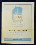 1948 London XIVth Olympiad Opening Ceremony programme at Wembley stadium dated 29th July