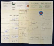 Selection of 1994 onwards Nottinghamshire CCC signed team sheets and cards featuring Robinson^