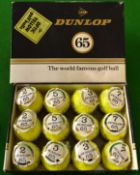 12x Dunlop 65 "Optic Yellow" wrapped 1.62" golf balls - in the makers original box (G)