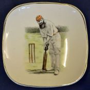 W G Grace Sandland Ware ceramic pin dish depicting Grace batting with a gold gilt border^ stamped to