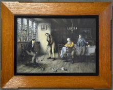 Bennett^ F M - "Last to Play" an early colour golf print mounted in a period art deco frame with