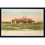 Elie North British Railway Series coloured golfing postcard featuring "The Clubhouse - Elie" unused