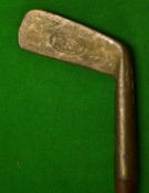 Early Gibson Kinghorn heavy gunmetal straight blade putter c1895 - with maker's oval stamp to the