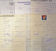 Collection of 1994 onwards Gloucestershire CCC signed team sheets featuring players such as