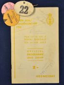 Rare 1954 Open Golf Championship signed programme and tickets - played at Royal Birkdale from the