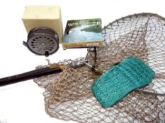 ACCESSORIES: Hardy alloy folding trout landing net, D shaped alloy frame, black handle; rubber grip,