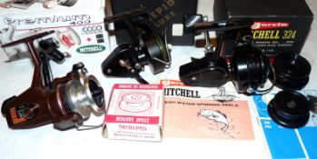 REELS: (3) Mitchell 324 spinning reel in fine condition, c/w spare spool, hand books and MOB,