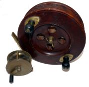 REELS: (2) Allcock 2.25" all brass crank wind winch, curved winding handle, black knob, smooth check