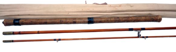 ROD: Chapman of Ware 500 Deluxe 10' 2 piece split cane Avon rod with 24" detachable cork handle,