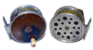 REEL: Rare Hardy Perfect brass faced alloy salmon fly reel variant, 3.75