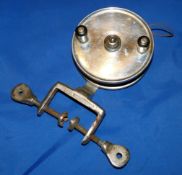 REEL: Rare Hardy The Natal Surf Reel with nickel plated gunwale twin screw clamp fitting, 4.5"