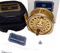 REEL: Hardy The Sovereign Gold 5/6/7 trout fly reel in as new condition, wood handle, twin U