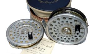 REEL & SPOOL: (2) Hardy Marquis No.7 alloy trout fly reel, U shaped line guide, backplate tension