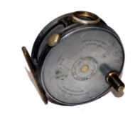 REEL: Hardy Perfect 3 1/8" alloy trout fly reel, black handle, good smoke agate line guide, rim