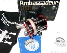 REEL: Abu Ambassadeur 1750A multiplier reel in as new condition, foot stamp 761001, twin pearl