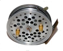 REEL: Hardy Eureka 3.5" narrow drum alloy trotting reel, twin horn handles, 2 screw lightweight drum